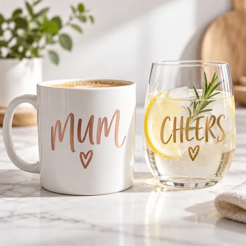 Personalised Coffee Mug & Glass Vinyl Decal